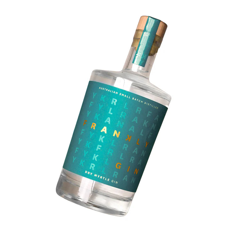 Frankly Dry Myrtle Gin by Paramount shown in a 500ml bottle, featuring a clear glass bottle with a minimalist label.