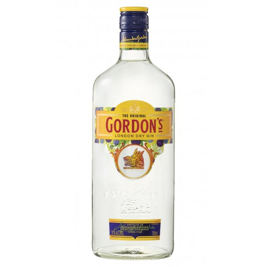 Bottle of Paramount Gordons London Dry Gin 700ml with clear label, featuring a classic gin bottle design on a neutral background.