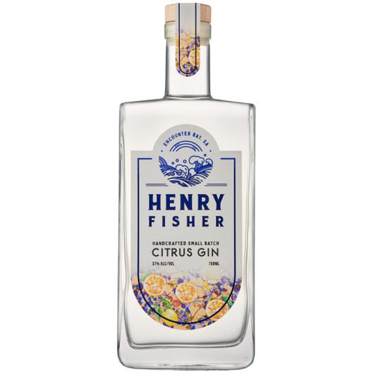 Henry Fisher Citrus Gin by Paramount in a 700ml bottle, with a clear label showcasing the citrus flavor and premium gin packaging.