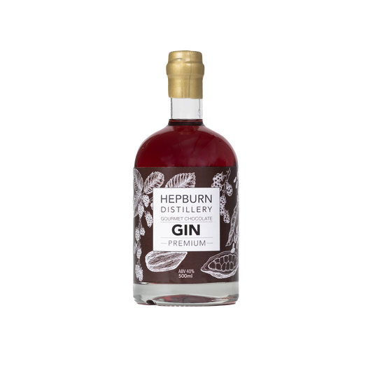 Paramount Hepburn Distillery Gourmet Chocolate Gin 500ml bottle with dark chocolate infusion and elegant label.