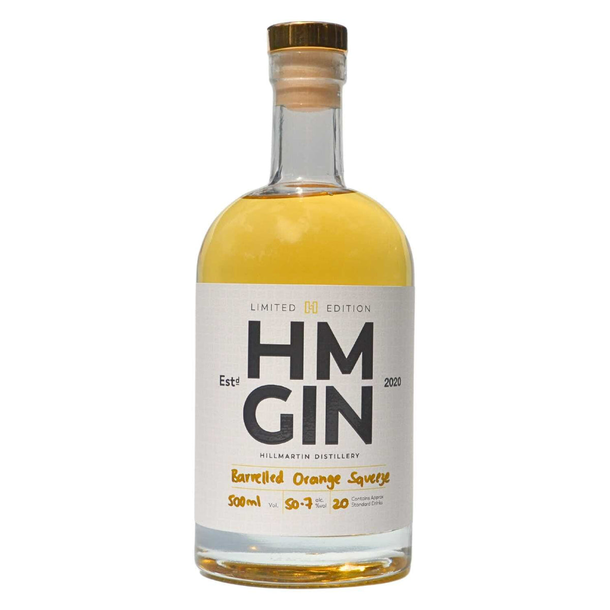 Paramount HM Gin Orange Squeeze Gin 500ml bottle with bright orange flavor and clear glass packaging.
