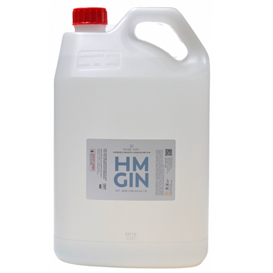 Paramount HM Gin Rare Dry Gin 5Lt bottle with clear label and distinctive design, showcasing a premium 5-liter gin container.