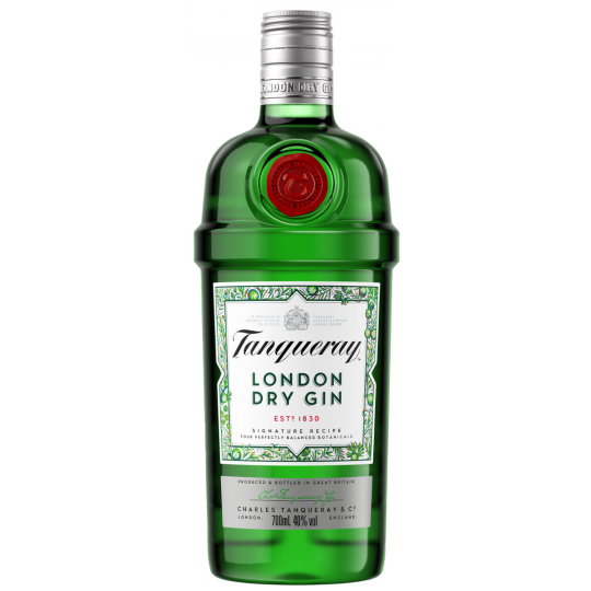 Clear image of Paramount Tanqueray Gin 700ml bottle with distinctive label and tan-colored liquid inside.