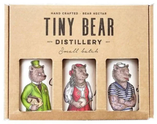 Paramount Tiny Bear Trio Gin gift box with three 200mL bottles featuring playful bear illustrations.