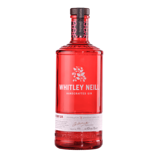 Whitley Neill Raspberry Gin bottle 700ml by Paramount, featuring a clear glass bottle with a raspberry-flavored gin inside.