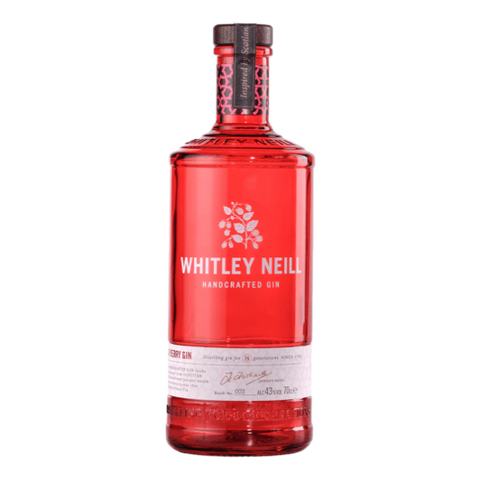 Whitley Neill Raspberry Gin bottle 700ml by Paramount, featuring a clear glass bottle with a raspberry-flavored gin inside.
