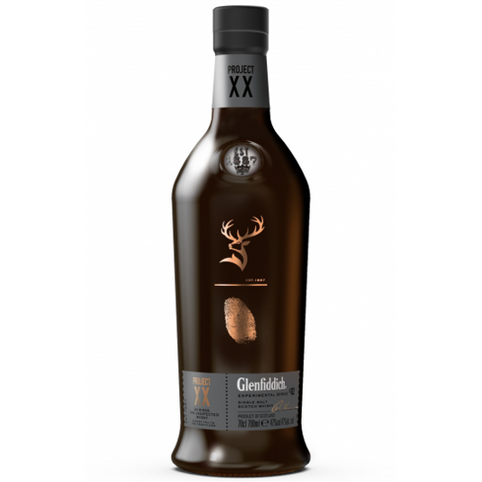 Glenfiddich Project XX Speyside Single Malt Scotch Whisky 700ml bottle with label and packaging, from Paramount.