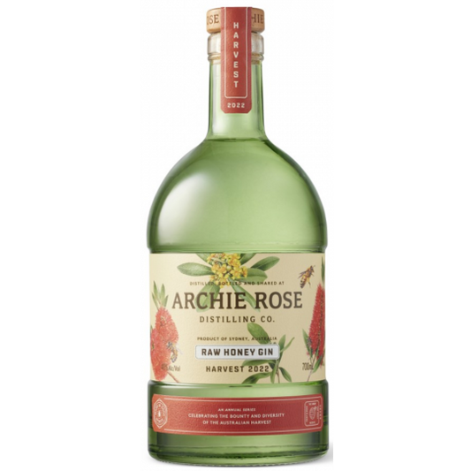 Paramount Archie Rose Harvest 2022 Raw Honey Gin 700ml bottle, showcasing the label and clear glass bottle.
