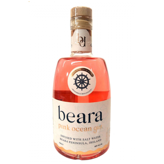 Paramount Beara Pink Ocean Gin 700ml bottle with pink-tinted gin and elegant label, showcasing its vibrant color and premium packaging.