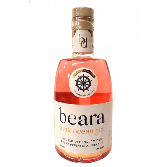 Paramount Beara Pink Ocean Gin 700ml bottle with pink-tinted gin and elegant label, showcasing its vibrant color and premium packaging.