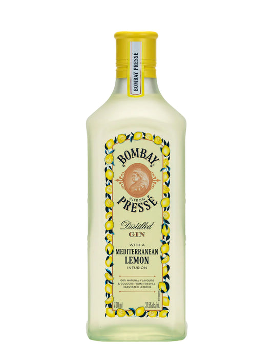 Paramount Bombay Sapphire Citron Presse Gin 700ml bottle, clear glass with blue and silver label, on a white background.