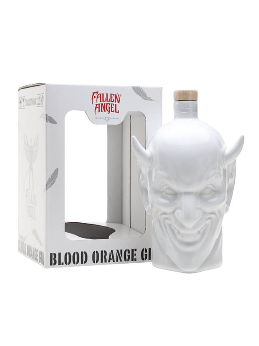 Bottle of Fallen Angel Blood Orange Gin by Paramount, 700ml, showcasing the vibrant orange-colored gin in a clear glass bottle.