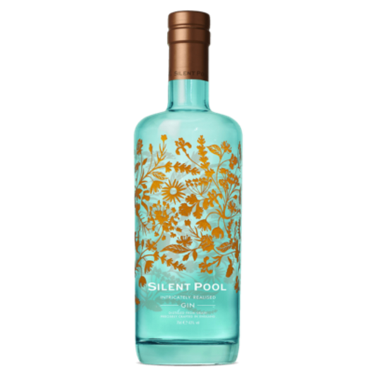 Bottle of Silent Pool Gin, 700ml, an international gin by Paramount, shown with clear label and elegant packaging.