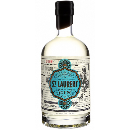Paramount St Laurent Canadian Gin Vieux in 700ml bottle, showcasing a clear glass bottle with a minimalist label and elegant design.