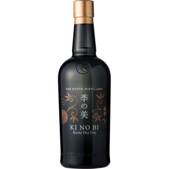 Bottle of The Kyoto Distillery Ki No Bi Dry Gin 700ml by Paramount, showcasing clear glass bottle with gin inside and label details.