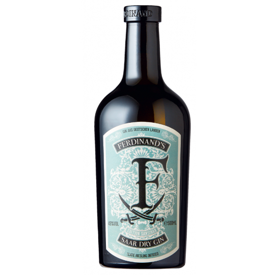Ferdinand's Dry Gin 750mL, a London Dry Gin by Paramount, shown in a clear bottle with a minimalist label.