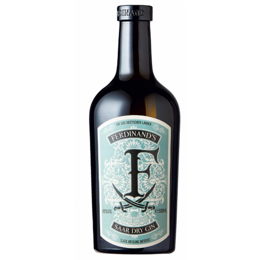 Ferdinand's Dry Gin 750mL, a London Dry Gin by Paramount, shown in a clear bottle with a minimalist label.