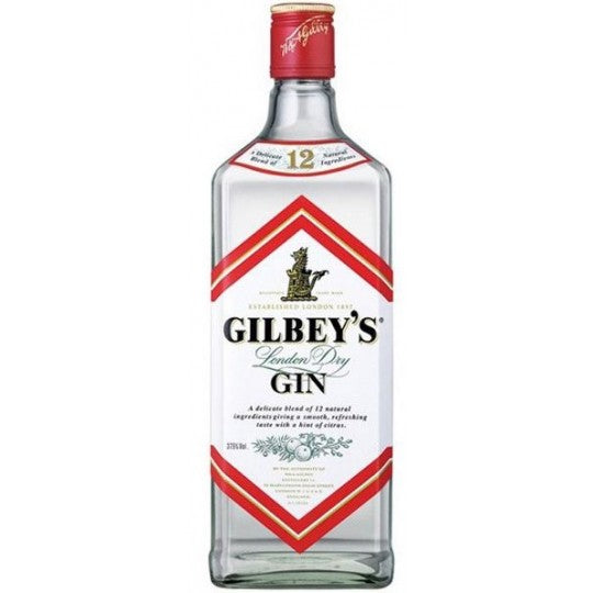 Paramount Gilbeys London Dry Gin 700ml bottle with clear glass and label, showcasing the gin inside.