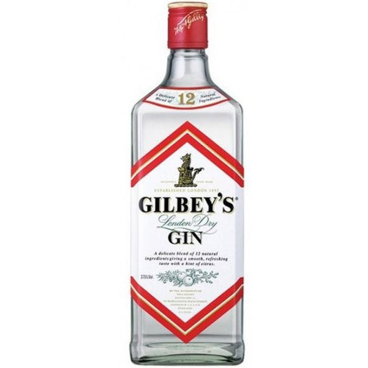 Paramount Gilbeys London Dry Gin 700ml bottle with clear glass and label, showcasing the gin inside.