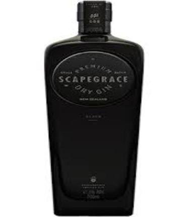 Paramount Scapegrace Black London Dry Gin bottle, 700mL, with dark label and elegant design.