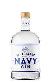 Australian Distilling Co Navy Gin by Paramount, navy strength gin in a 700ml bottle, clear glass with label and cap.