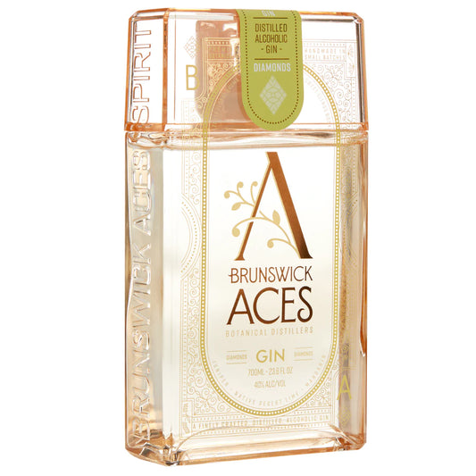 Paramount Brunswick Aces Diamonds Gin 700ml, a clear New World gin bottle with a sophisticated label design.