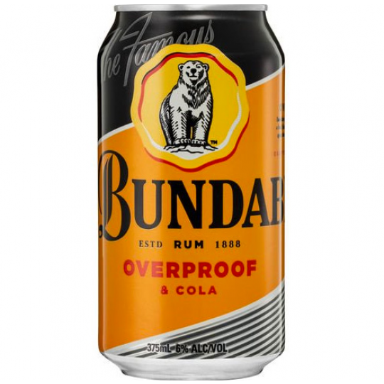 Paramount Bundaberg Op Rum & Cola non-alcoholic canned beverage, 375ml, with colorful label and can design.