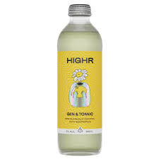 Non-alcoholic Highr Spirits Gin & Tonic can with 345ml Paramount brand beverage on a white background