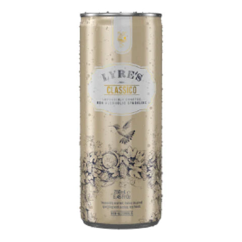 Pack of 24 Paramount Lyre's Classico non-alcoholic 250ml bottles, showcasing a variety of non-alcoholic beverage options.