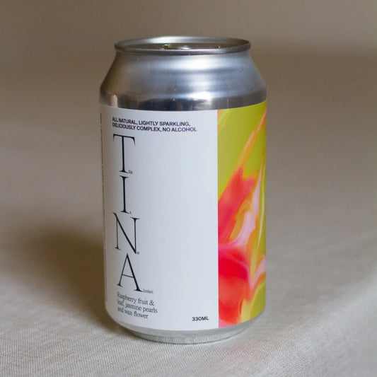 Paramount Tina Drinks 2.0 sparkling raspberry, jasmine, and waxflower non-alcoholic beverages in 330ml bottles, pack of 24.
