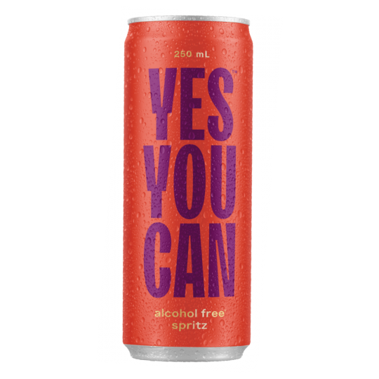 Pack of 24 Paramount Yes You Can Non-Alcoholic Spritz 250ml bottles, refreshing non-alcoholic beverage with vibrant label.