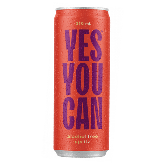 Pack of 24 Paramount Yes You Can Non-Alcoholic Spritz 250ml bottles, refreshing non-alcoholic beverage with vibrant label.