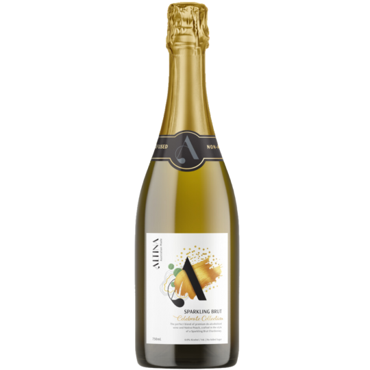 Paramount Altina Sparkling Brut non-alcoholic wine in a 750ml bottle with a clear, festive sparkling appearance.