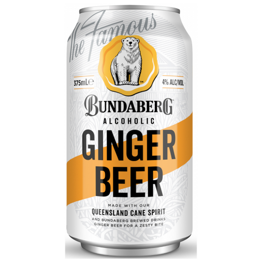 Paramount Bundaberg Alcoholic Ginger Beer 375ml cans in a 24-pack, pre-mixed ginger beer with alcohol content.