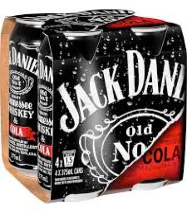 Paramount Jack Daniels Tennessee Whiskey & Cola premix bottles, 375ml each, pack of 24, ready-to-drink beverage for casual enjoyment