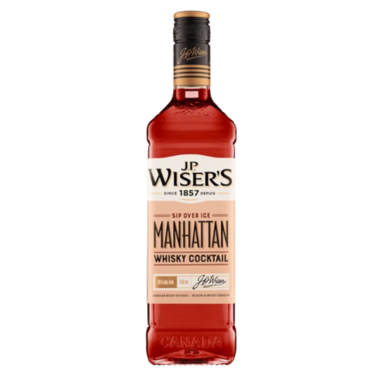 Paramount JP Wisers Manhattan Whisky Cocktail premix in a 750ml bottle, ready to enjoy a classic cocktail at home.