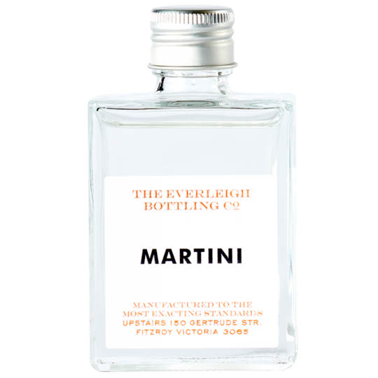 Pack of 24 Paramount Everleigh Bottling Co Martini premixed bottled cocktails in 90ml bottles, ideal for convenient drinking.