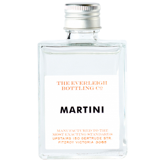 Pack of 24 Paramount Everleigh Bottling Co Martini premixed bottled cocktails in 90ml bottles, ideal for convenient drinking.