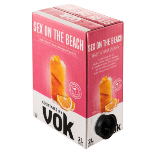 Paramount Vok Sex On The Beach premixed cocktails in 250ml bottles, pack of 24, ready-to-drink tropical fruit-flavored beverages.
