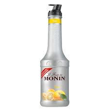 Paramount Monin Pet Yuzu Puree 1L jar, bright yellow citrus fruit puree for culinary and beverage uses.