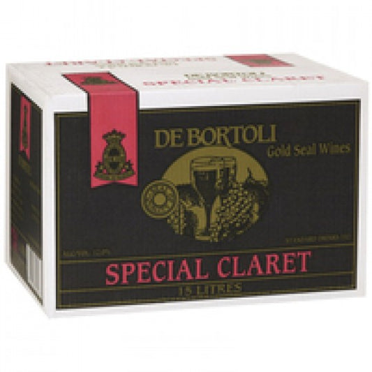 Paramount De Bortoli Gold Seal Special Claret dry red cask wine in a 15L container with dark red color and label details.