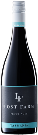 Bottle of Lost Farm Pinot Noir red wine by Paramount, 750ml, with a dark glass bottle and elegant label.
