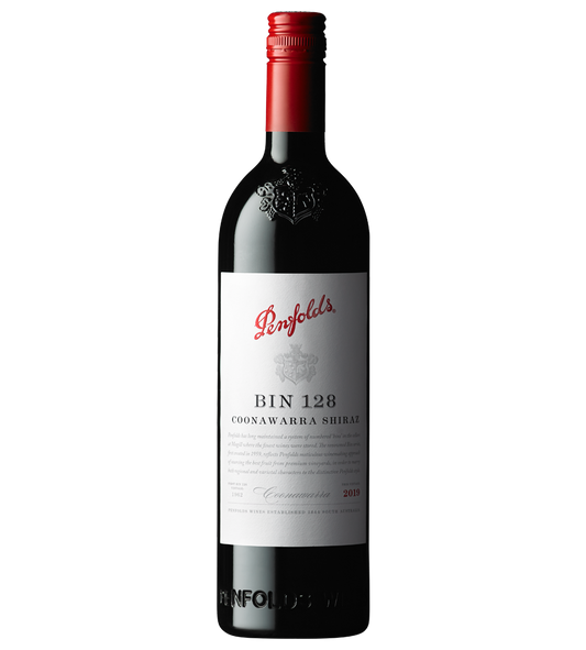 Paramount Penfolds Bin 128 Shiraz 2019 red wine bottle, 750ml, with dark glass and label visible.