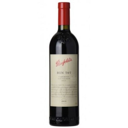 Paramount Penfolds Bin 707 Cabernet Sauvignon 2019 red wine bottle with dark label and elegant design in the image.