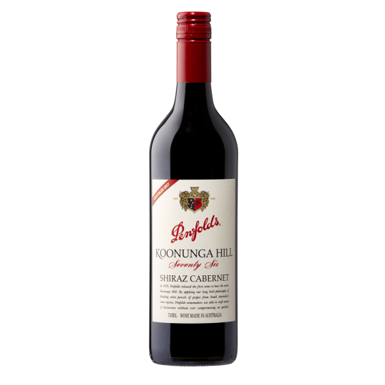 Paramount Penfolds Koonunga 76 Reserve Shiraz Cabernet red wine bottle, 750ml, with label and dark glass design.