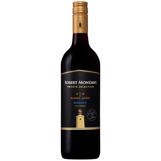 Paramount Robert Mondavi Rum Barrel Merlot red wine in 750ml bottle with rich, deep red color and elegant label.