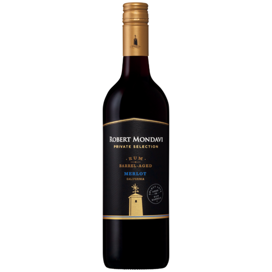 Paramount Robert Mondavi Rum Barrel Merlot red wine in 750ml bottle with rich, deep red color and elegant label.