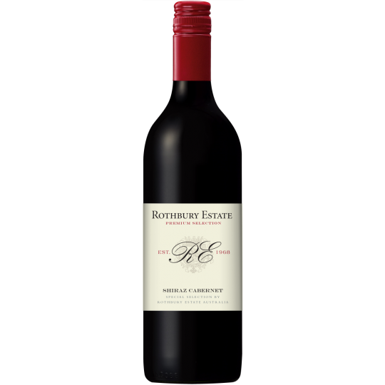 Paramount Rothbury Estate Shiraz Cabernet red wine in 750ml bottle with dark red and purple hues, showcasing a rich, full-bodied wine.