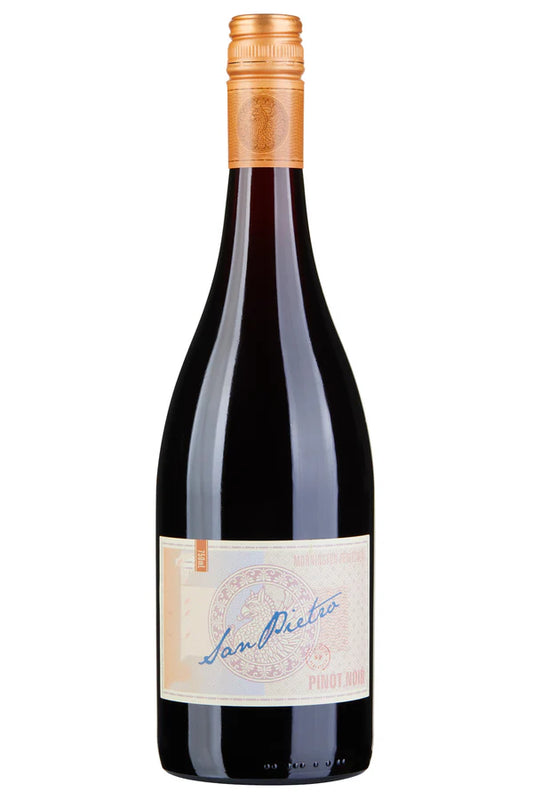 Bottle of Paramount San Pietro Pinot Noir red wine, 750ml, with a dark glass bottle and label featuring the Paramount logo and wine details.