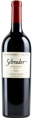 Paramount Schrader Cellars Heritage Clone 2021 red wine in a 750ml bottle, showing deep red color and elegant label.